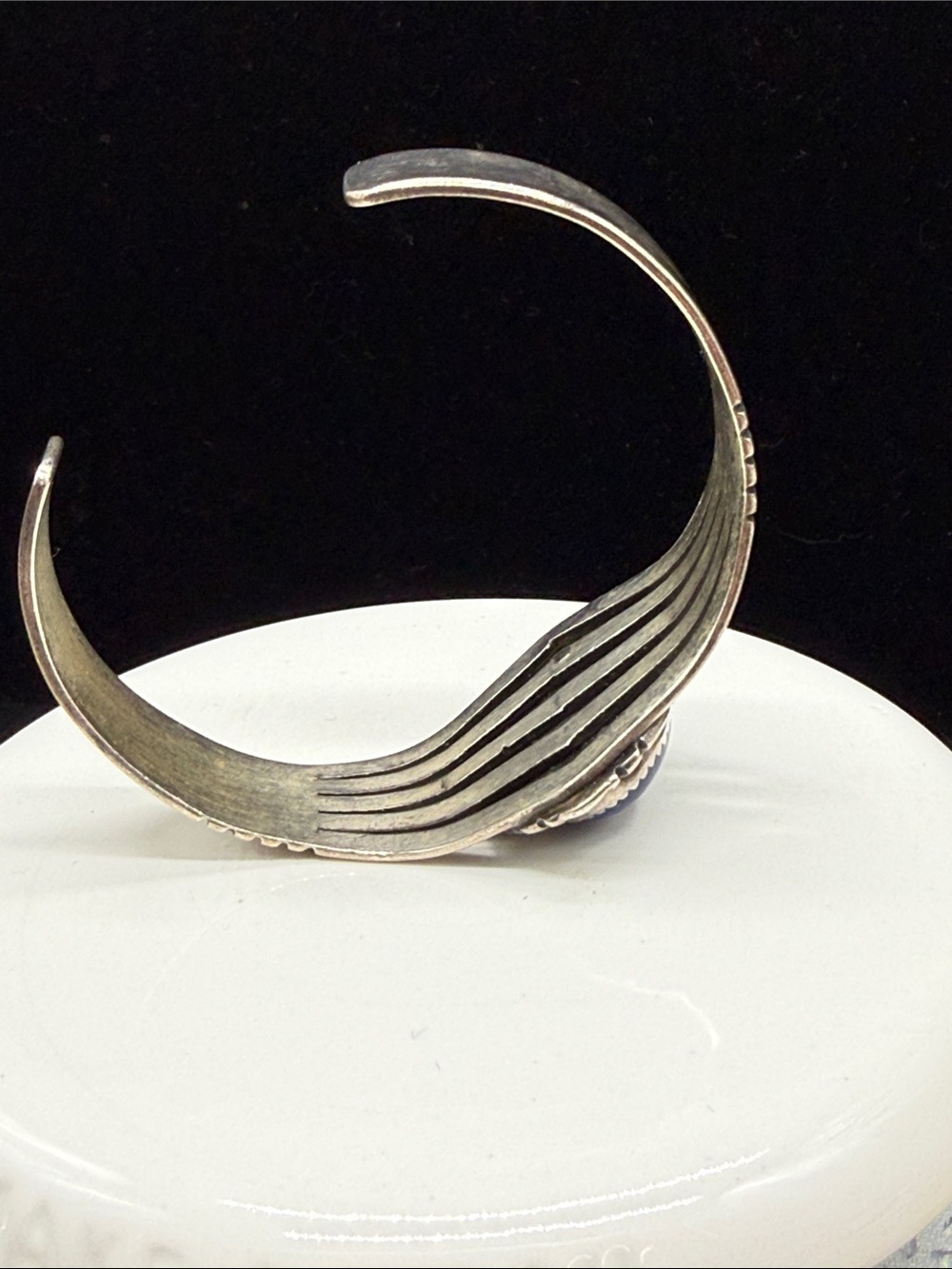 👑Native American Navajo sterling silver cuff bracelet lapis lazuli Jeannette dal - Picture 5 of 10